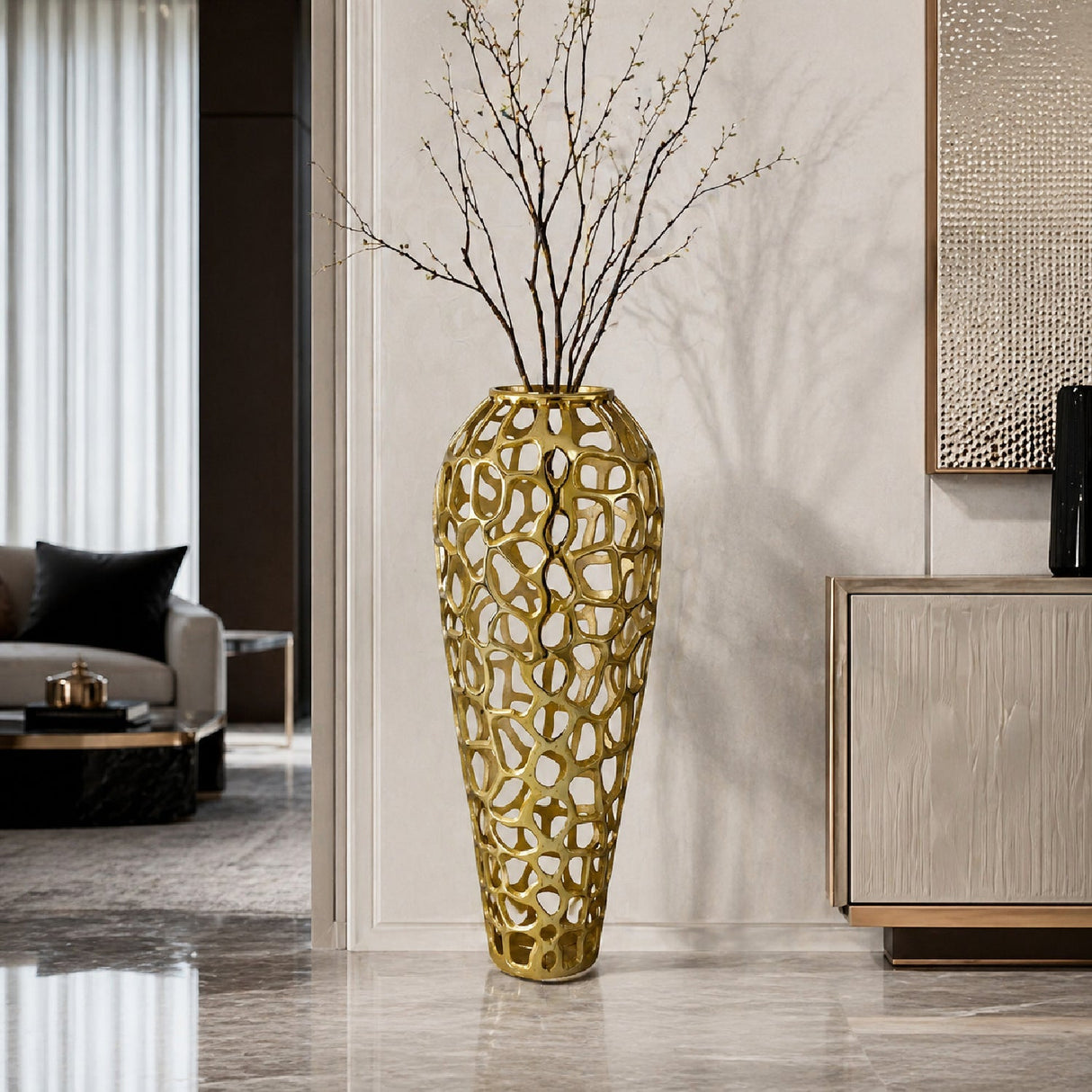 Modern European furniture - Openwork Aluminum Vase - www.oroa.com