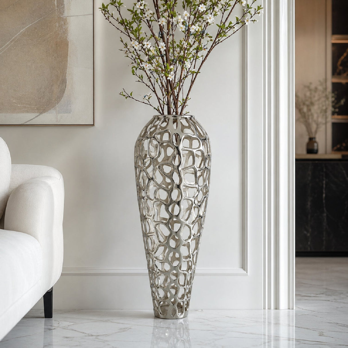 Modern European furniture - Openwork Aluminum Vase - www.oroa.com