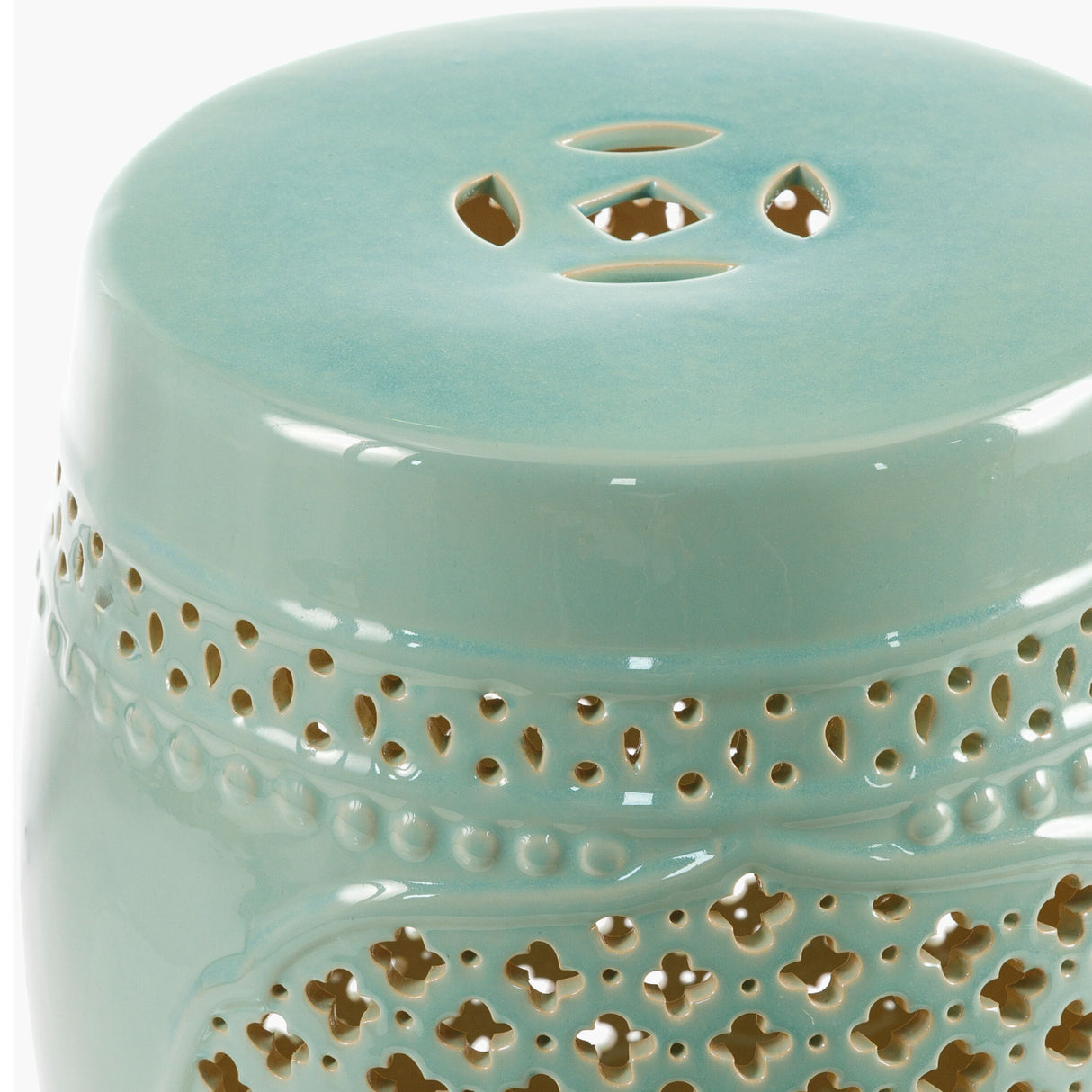 Modern European furniture - Green Quatrefoil Fretwork Garden Stool - www.oroa.com