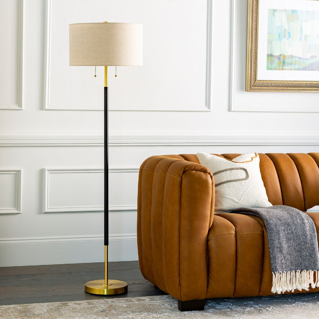 Cream Linen Pull-Switch Floor Lamp – Aberdeen – alternate view 10