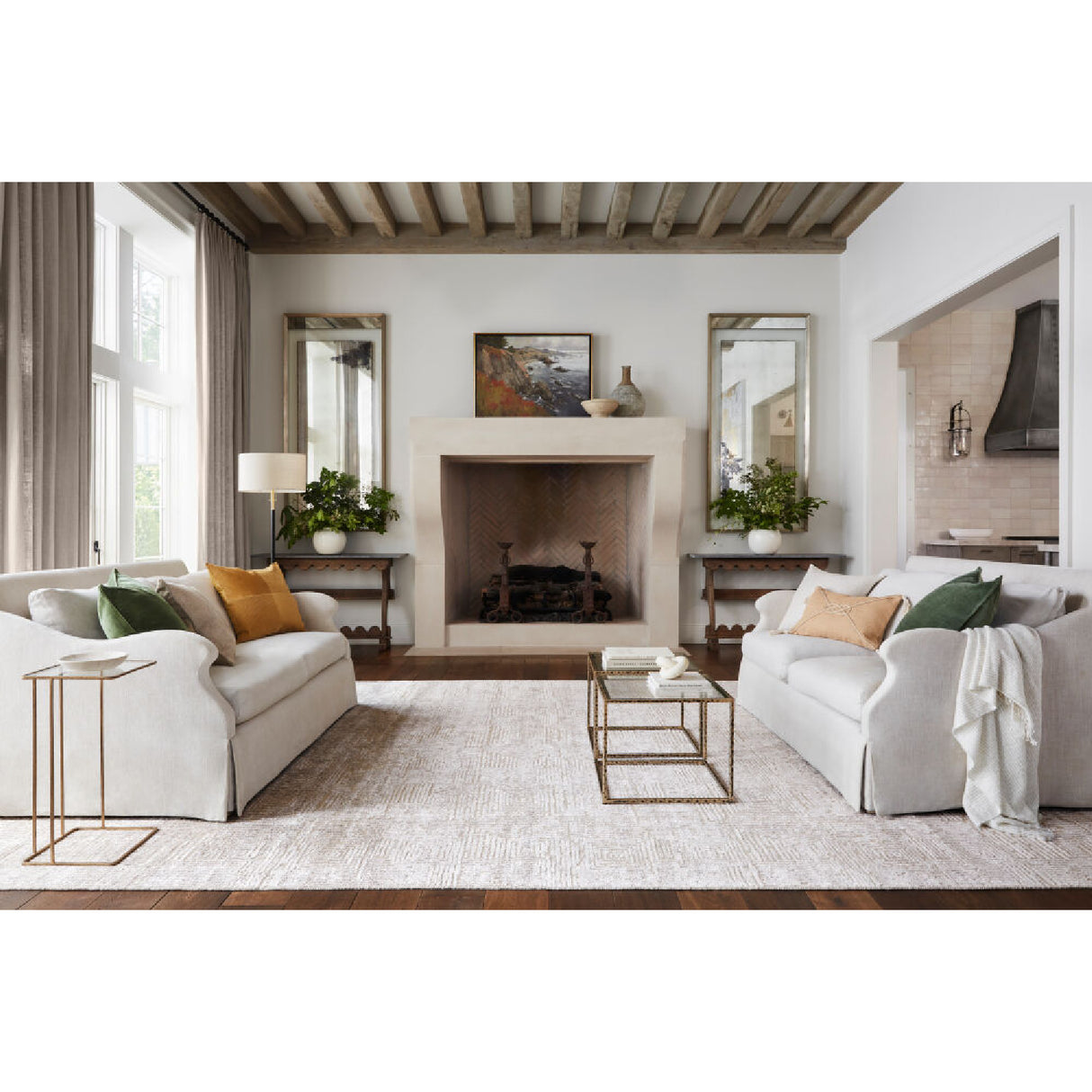 Cream Linen Pull-Switch Floor Lamp | Oroa.com