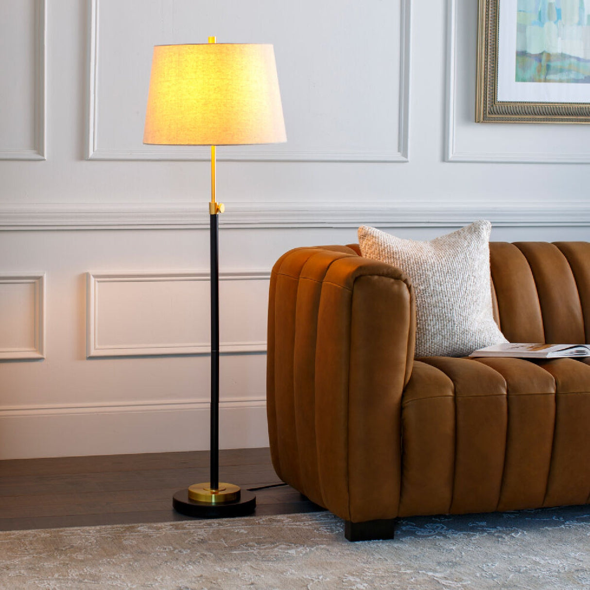 Cream Linen Accent Floor Lamp – Aberdeen – alternate view 7