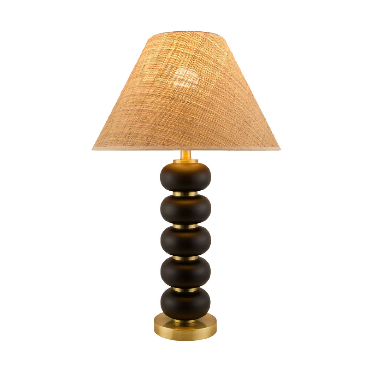 Modern European furniture - Black Wooden Seagrass Table Lamp - www.oroa.com