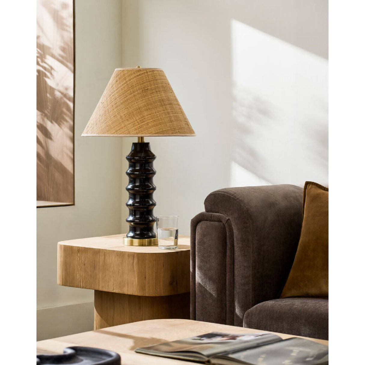 Modern European furniture - Black Ceramic Seagrass Table Lamp - www.oroa.com