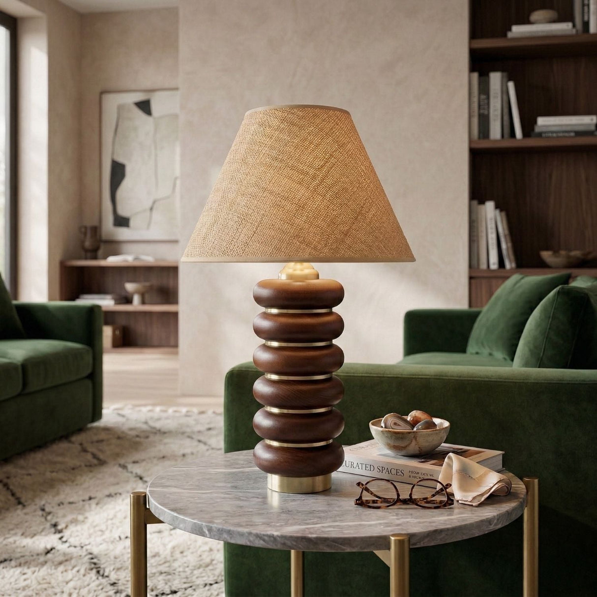 Modern European furniture - Brown Wooden Seagrass Table Lamp - www.oroa.com