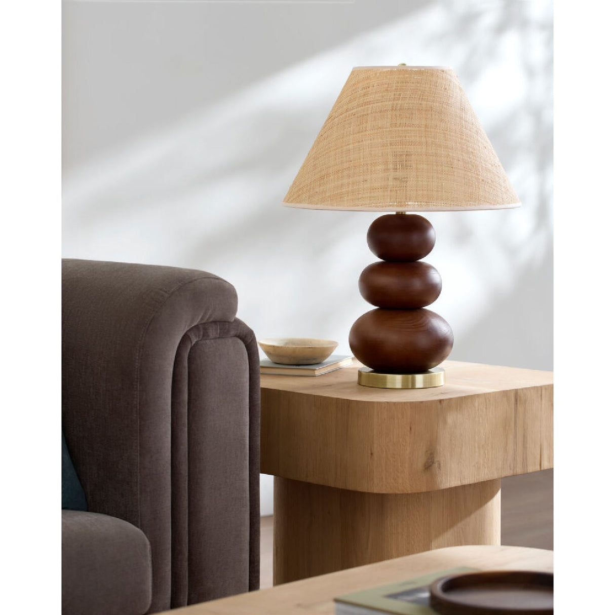 Modern European furniture - Brown Wooden Seagrass Table Lamp - www.oroa.com