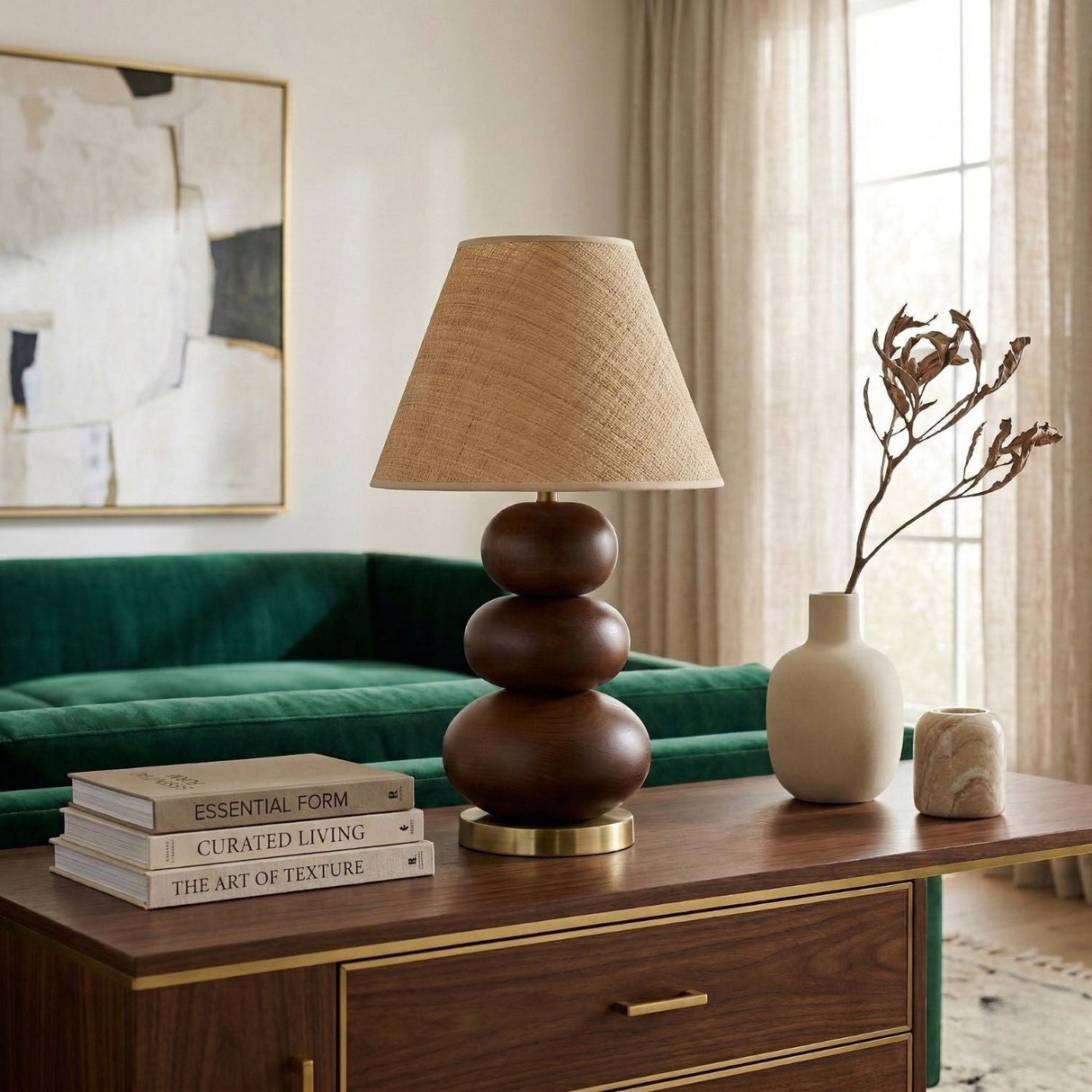 Modern European furniture - Brown Wooden Seagrass Table Lamp - www.oroa.com