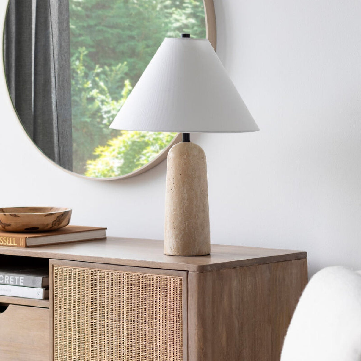 Modern European furniture - Empire Shade Travertine Table Lamp - www.oroa.com