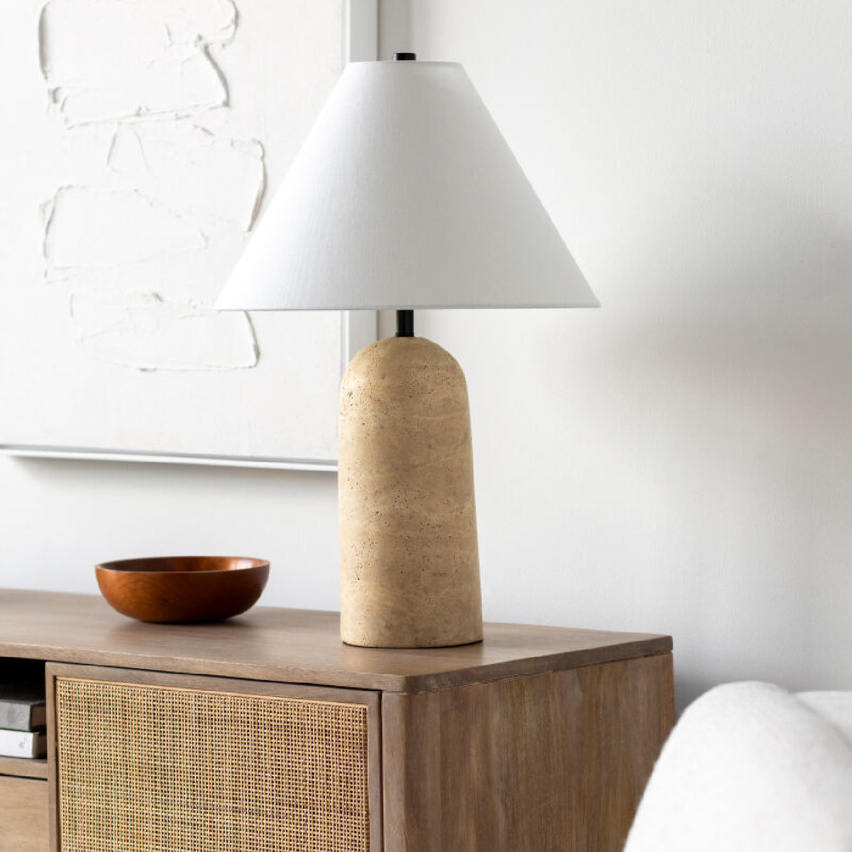 Empire Shade Travertine Table Lamp | Oroa.com