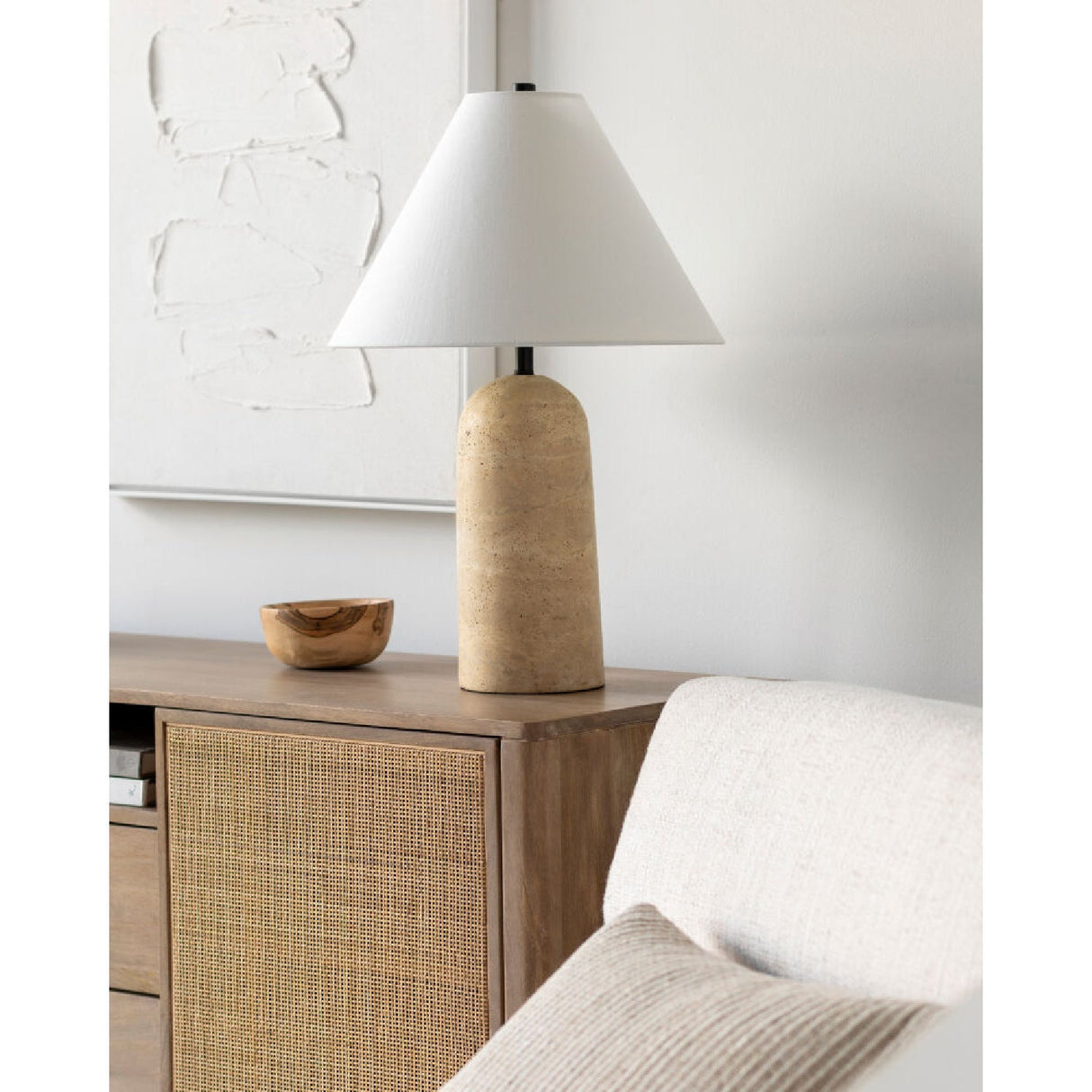 Modern European furniture - Empire Shade Travertine Table Lamp - www.oroa.com