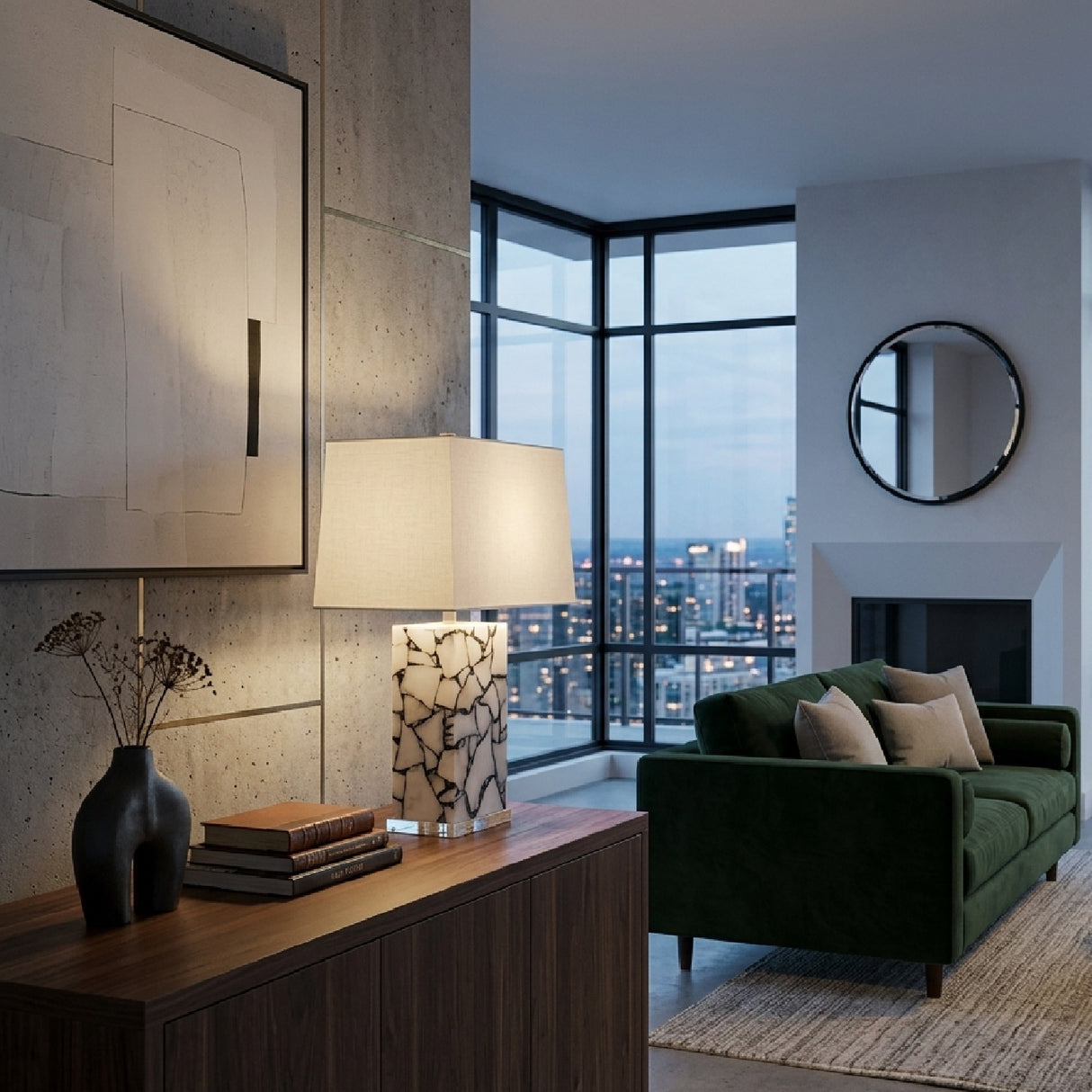 Modern European furniture - Marbled Stone Table Lamp - www.oroa.com