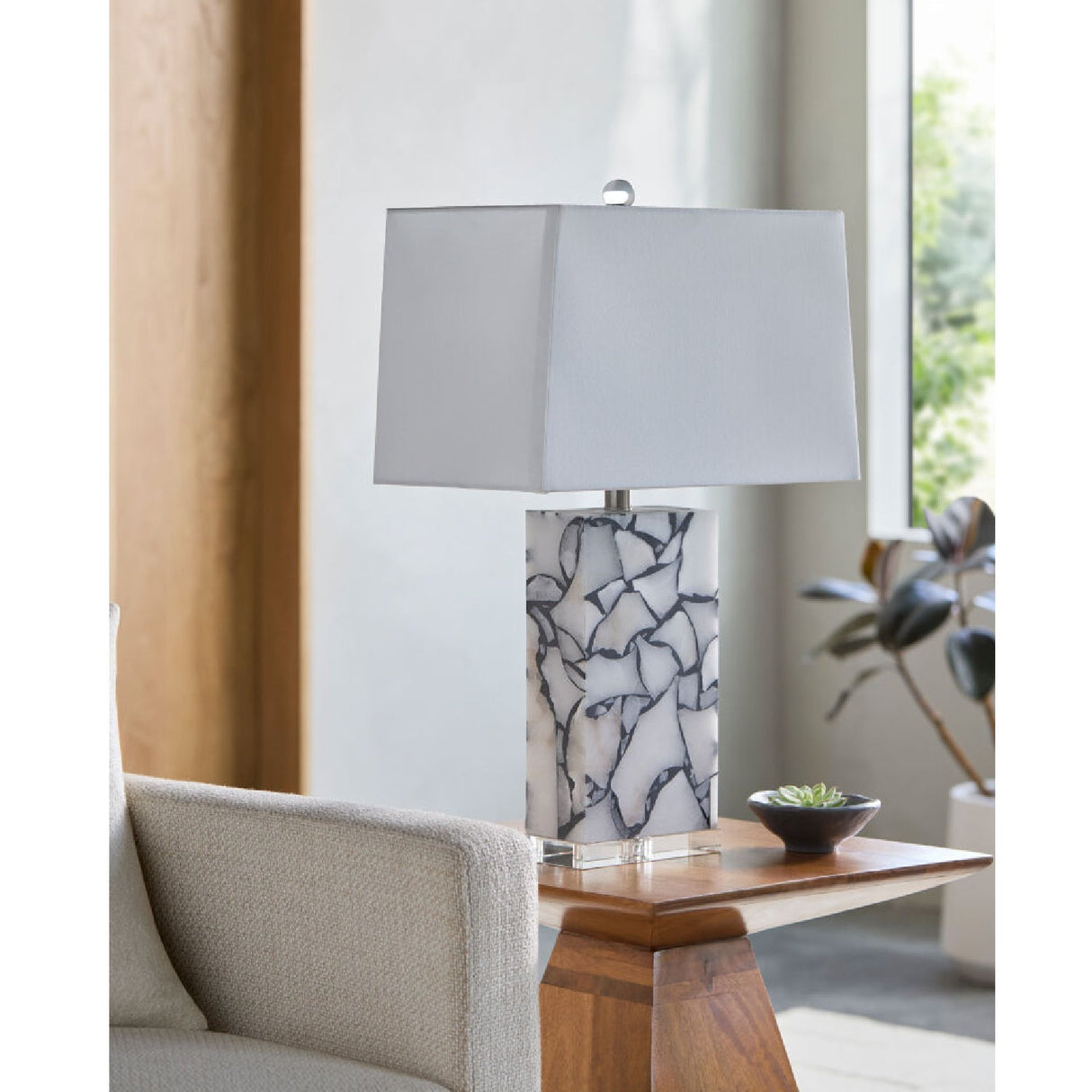 Modern European furniture - Marbled Stone Table Lamp - www.oroa.com