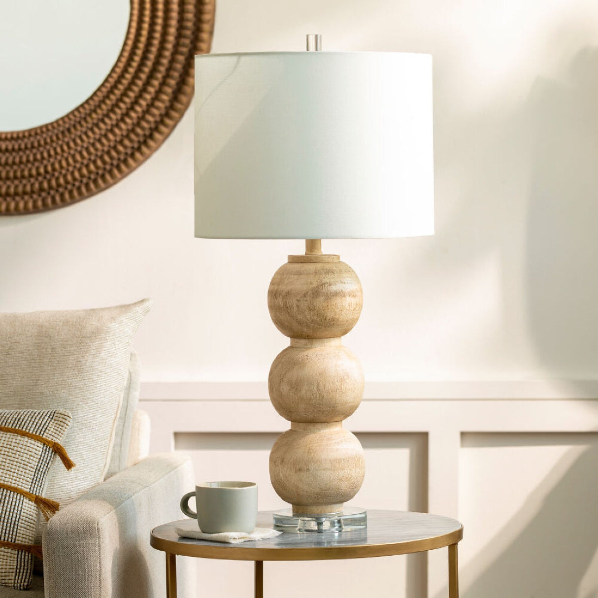 Modern European furniture - Beige Sphere Base Table Lamp - www.oroa.com