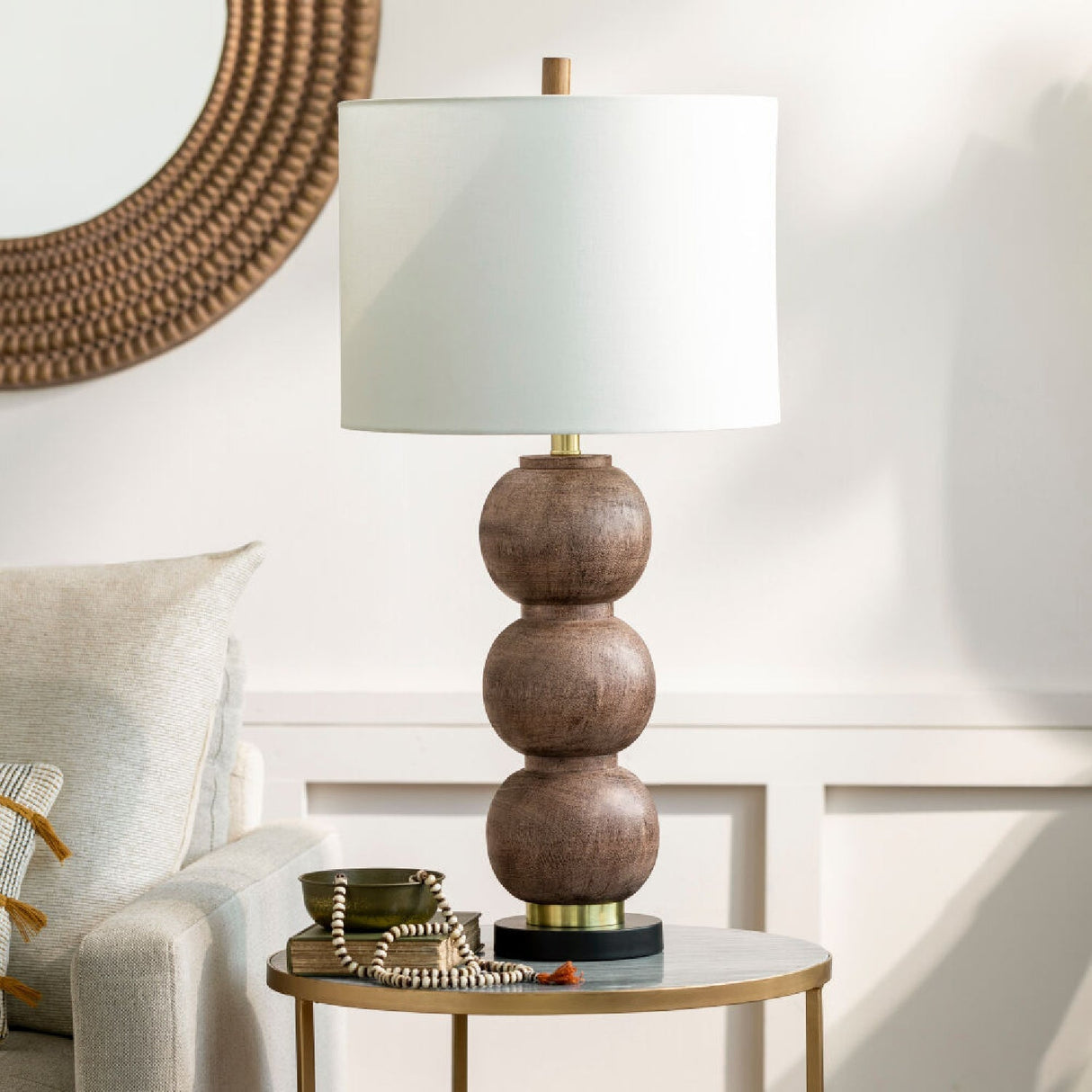 Modern European furniture - Brown Sphere Base Table Lamp - www.oroa.com