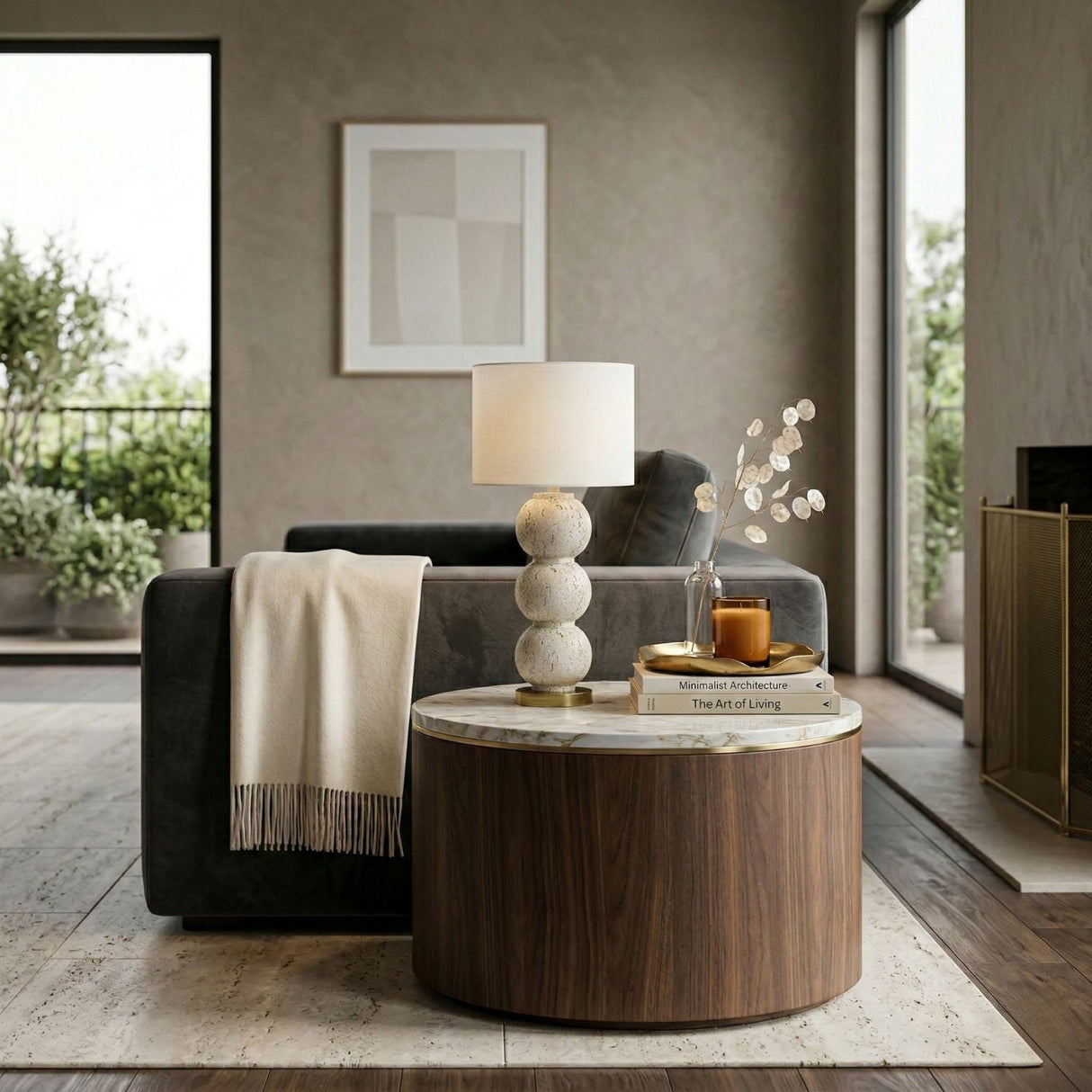 Modern European furniture - Cream Sphere Base Table Lamp - www.oroa.com