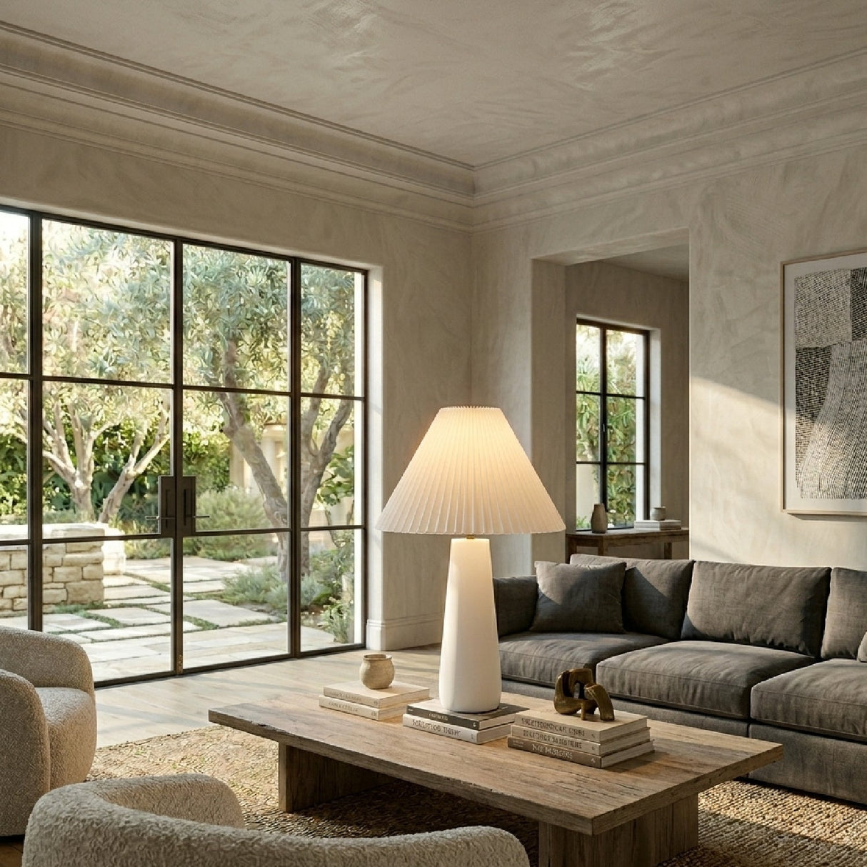 Modern European furniture - Pleated White Cotton Table Lamp - www.oroa.com