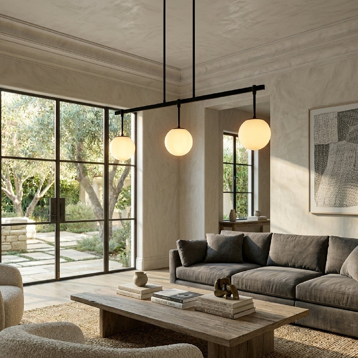 Modern European furniture - White Sphere 6-Light Linear Chandelier - www.oroa.com