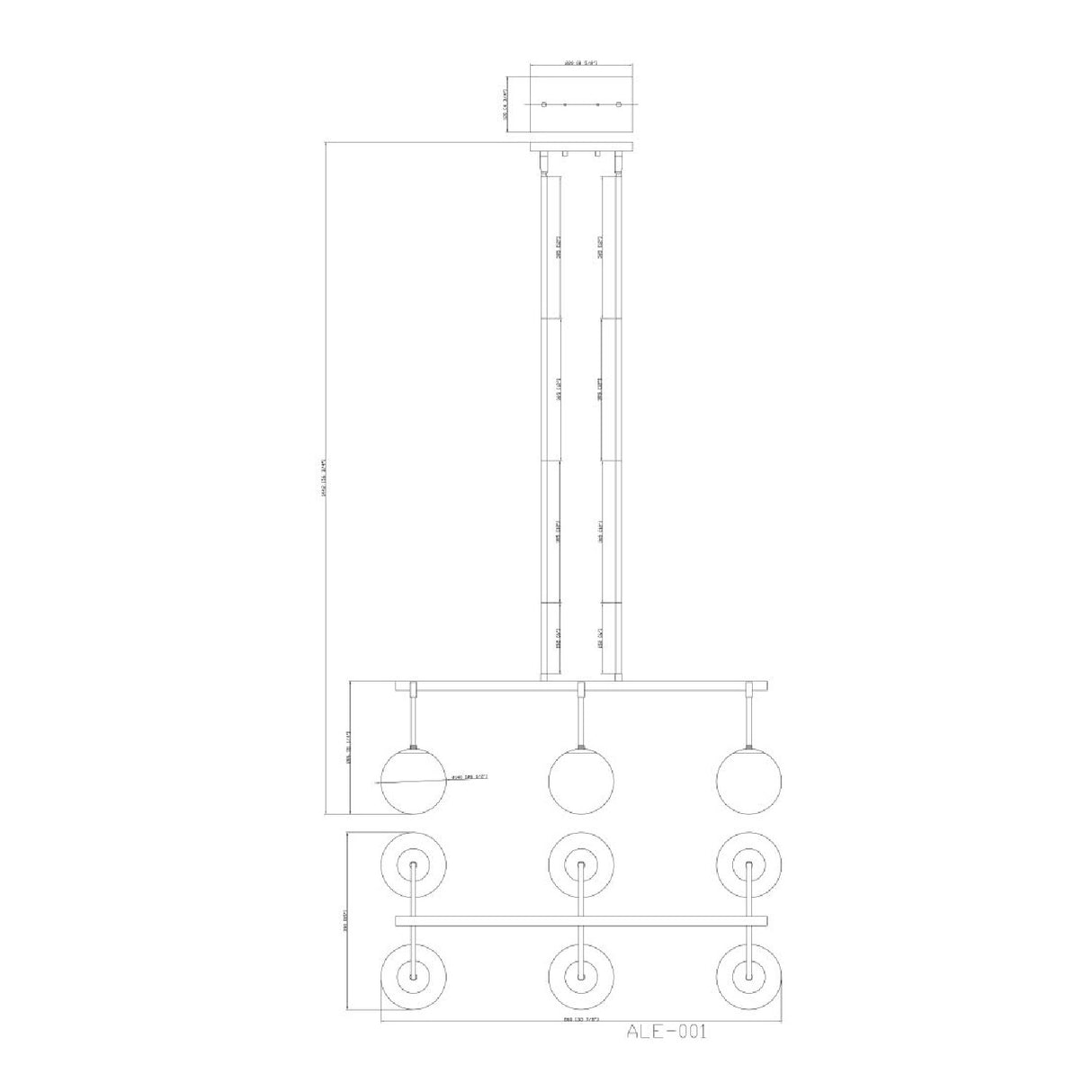 White Sphere 6-Light Linear Chandelier | Oroa.com