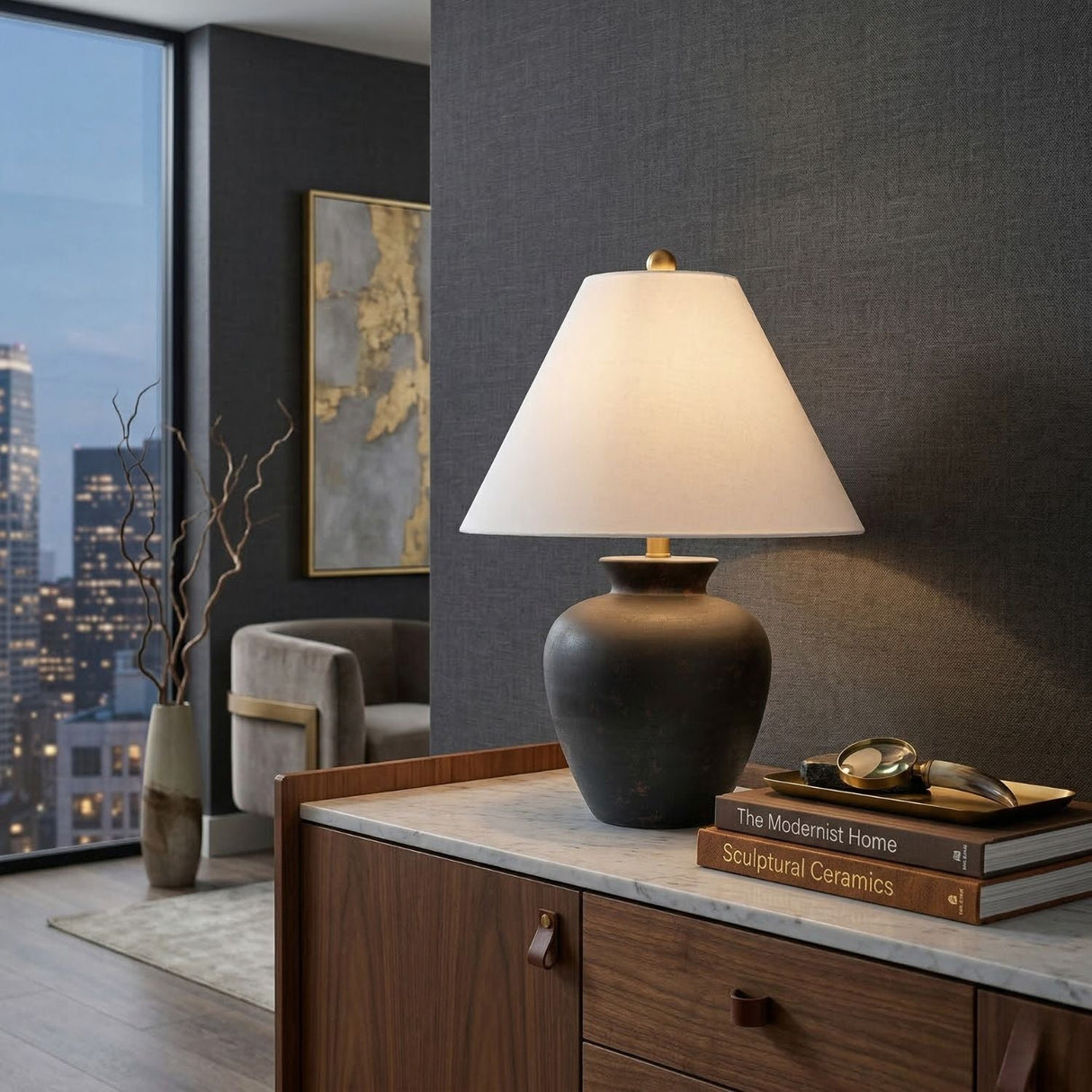 Modern European furniture - Textured Ceramic Accent Table Lamp - www.oroa.com