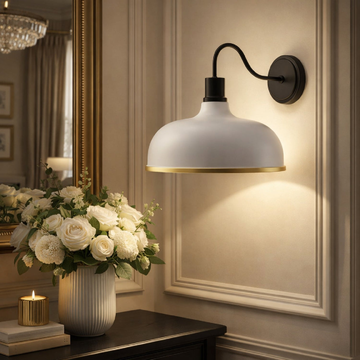 Modern European furniture - Gold Leaf Metal Wall Lamp - www.oroa.com