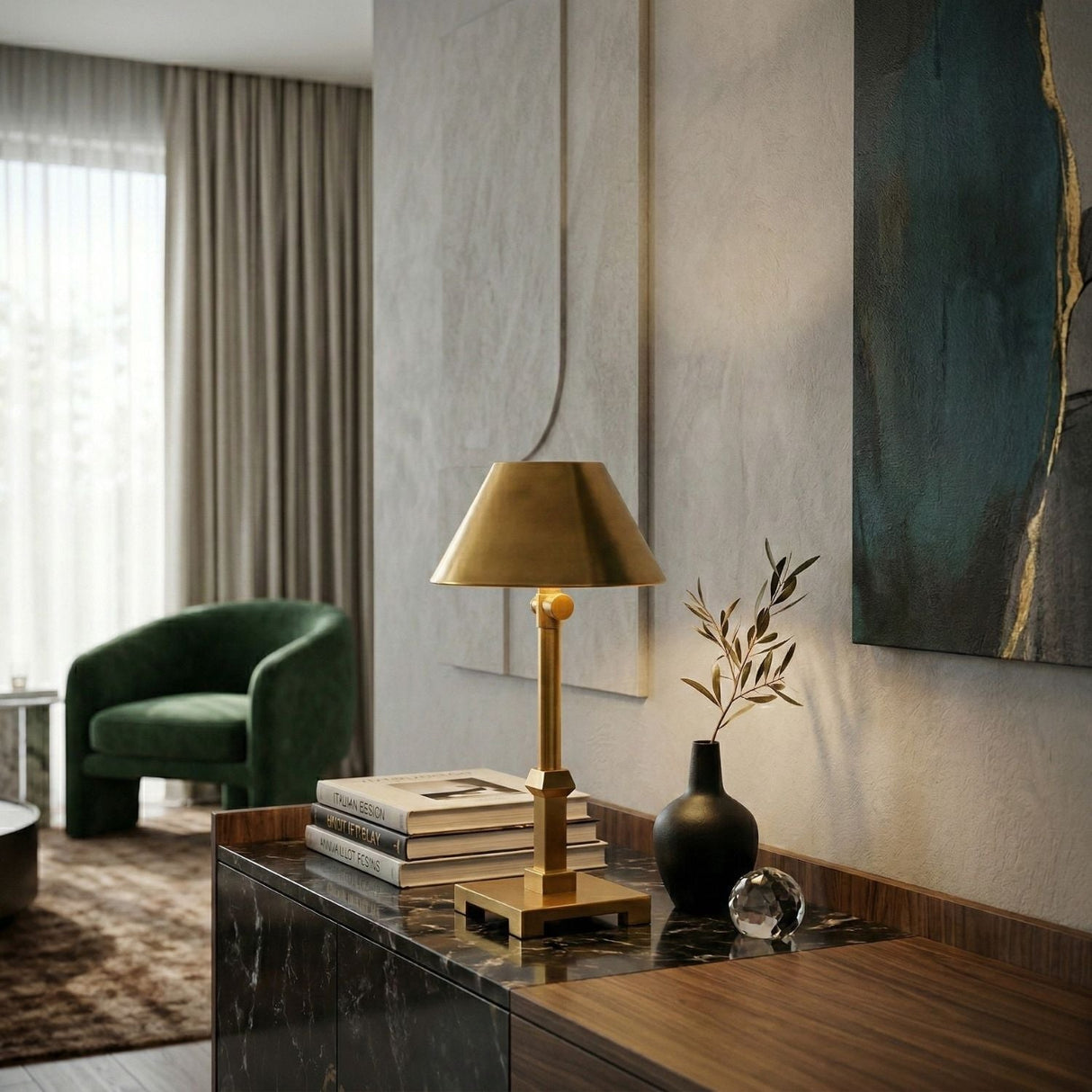 Modern European furniture - Antique Gold Accent Table Lamp (2) - www.oroa.com
