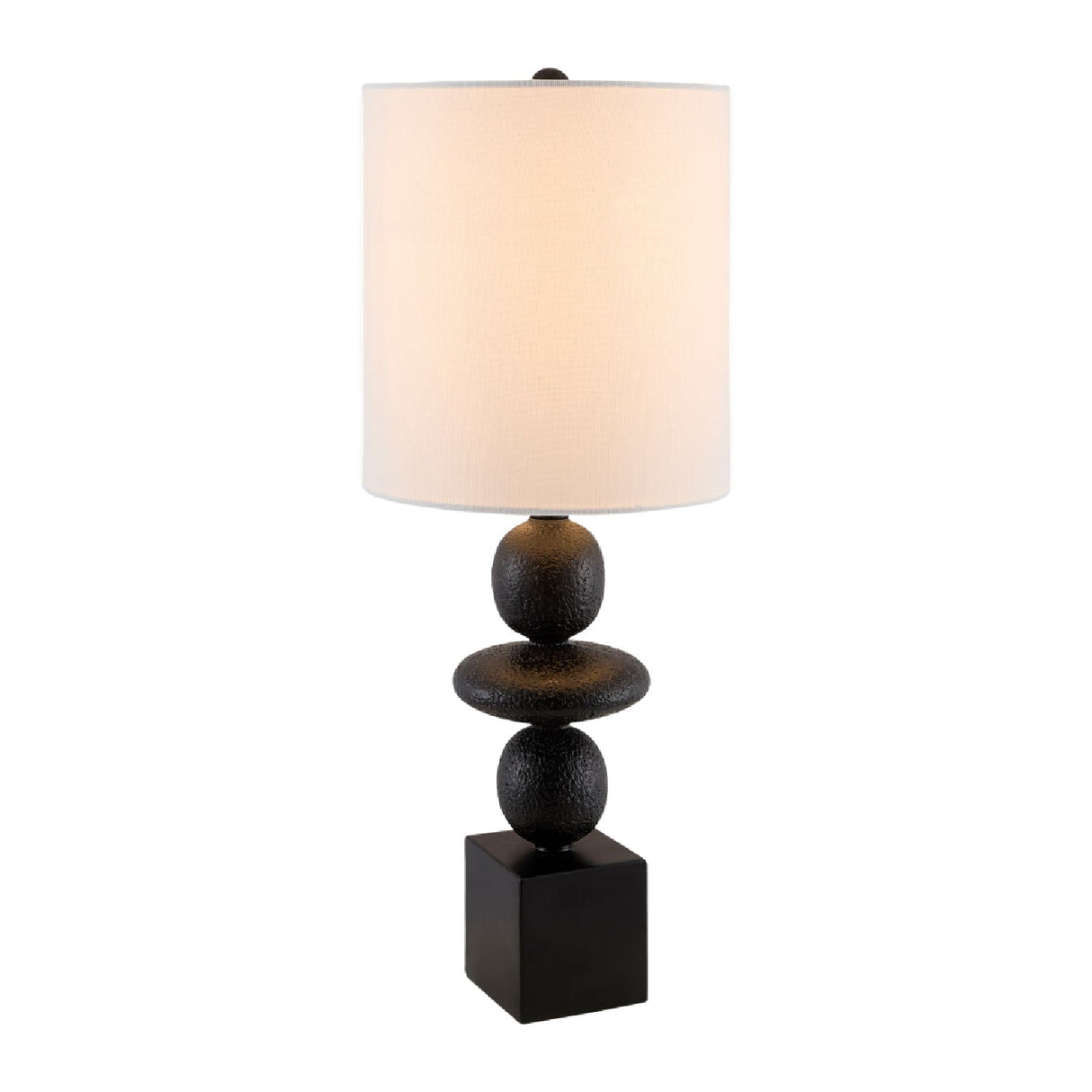 Modern European furniture - Geometric Stacked Linen Table Lamp - www.oroa.com