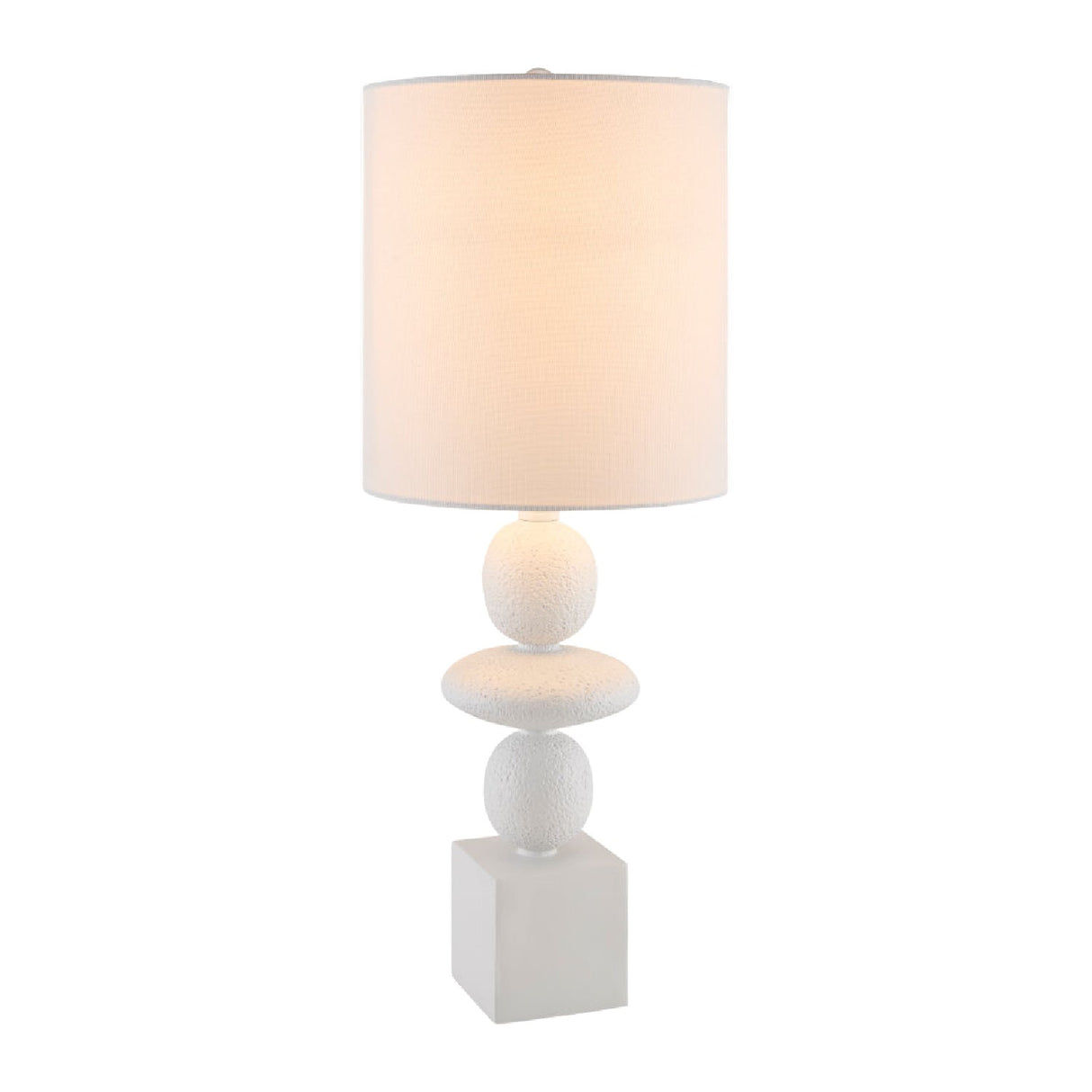 Modern European furniture - Geometric Stacked Linen Table Lamp - www.oroa.com