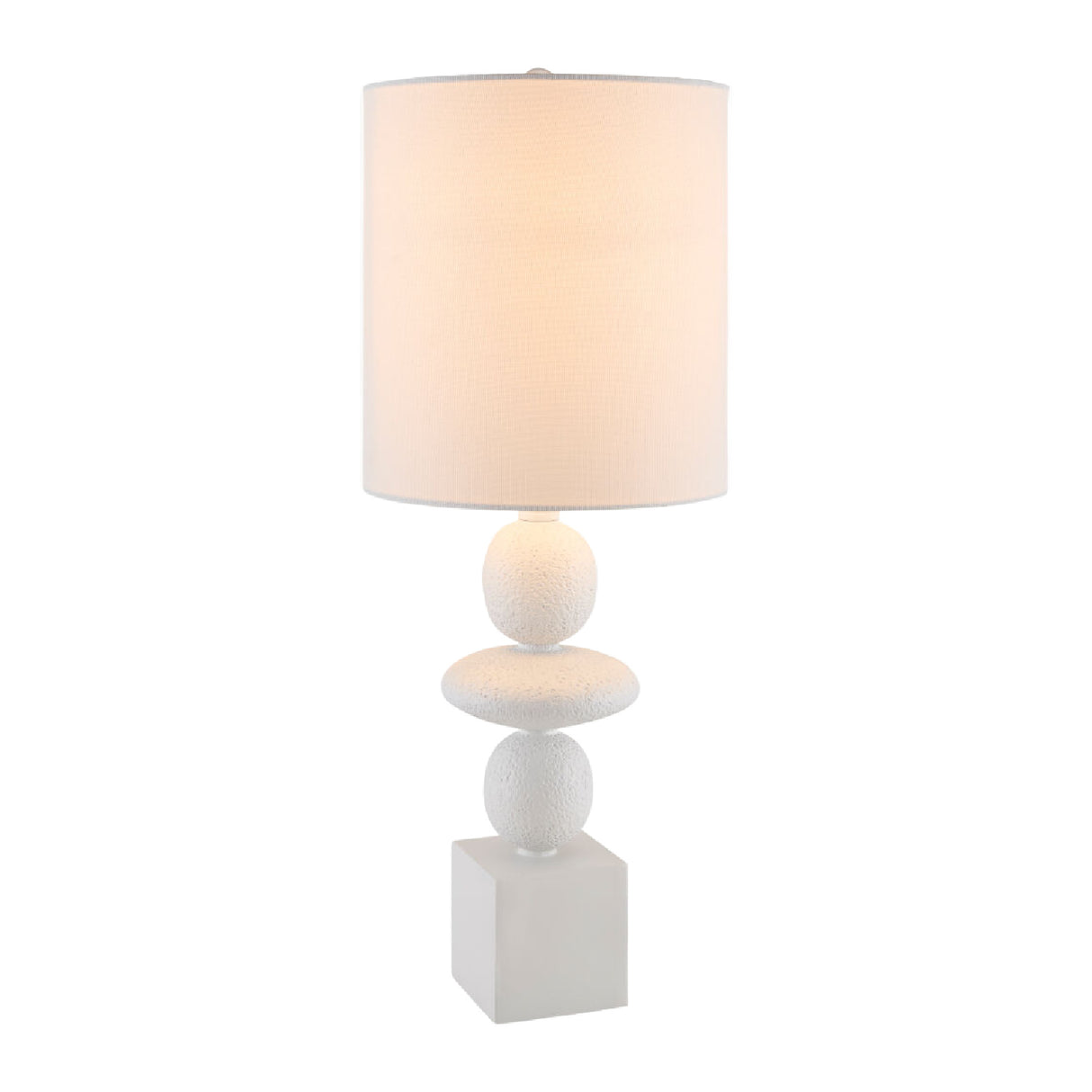 Geometric Stacked Linen Table Lamp | Oroa.com