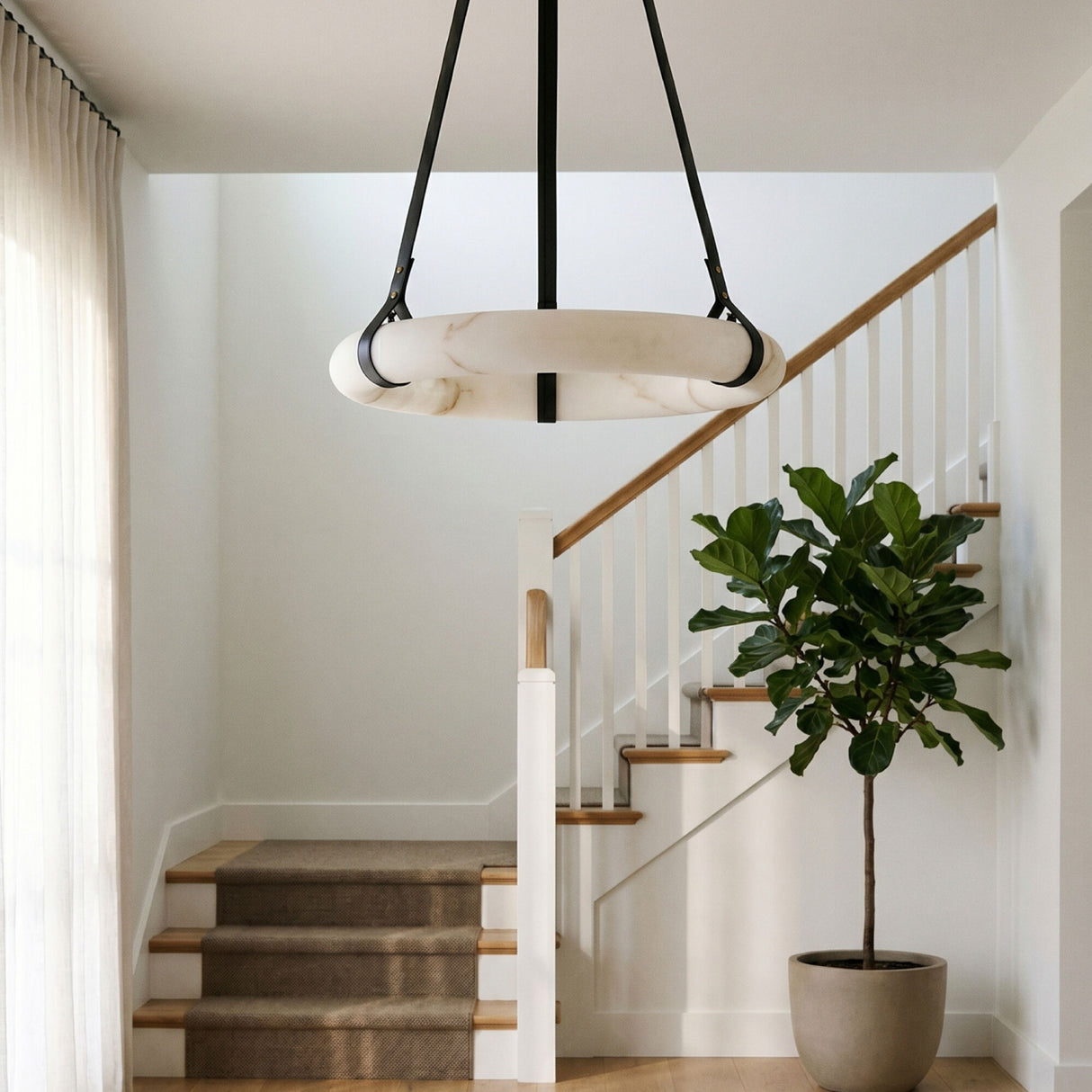 White Circular Pendant Lamp | Kuda Home Annilo - www.oroa.com