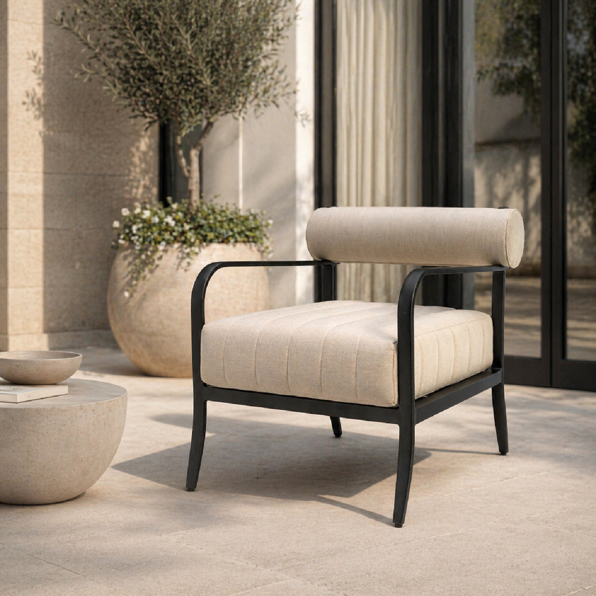 Modern European furniture - Black Aluminum Outdoor Accent Chair - www.oroa.com