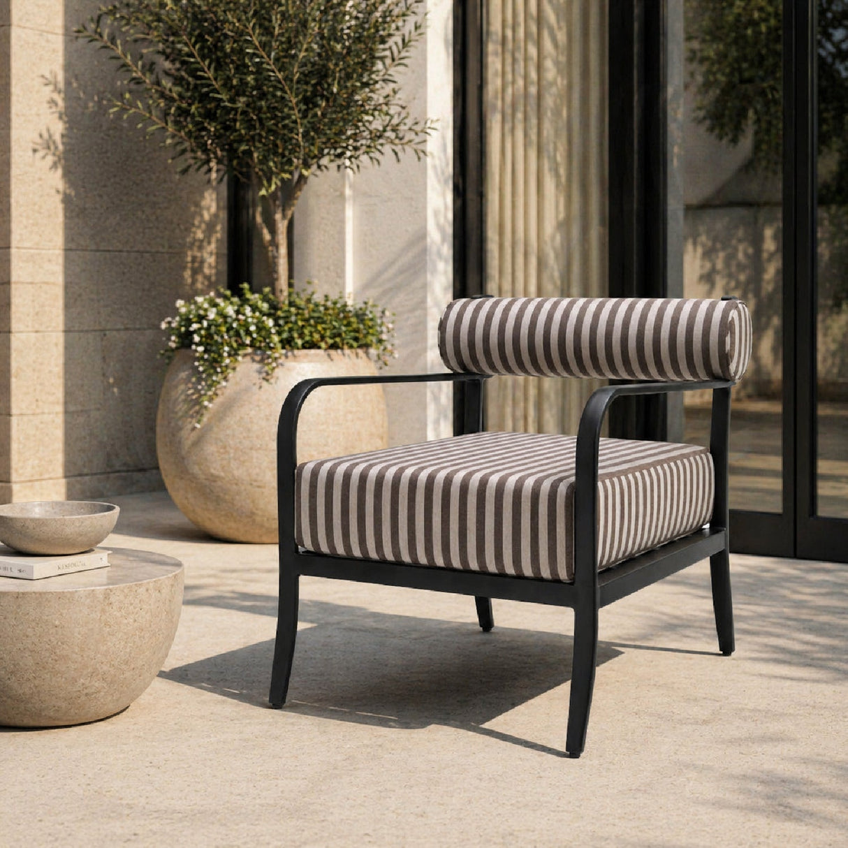 Modern European furniture - Black Aluminum Outdoor Accent Chair - www.oroa.com