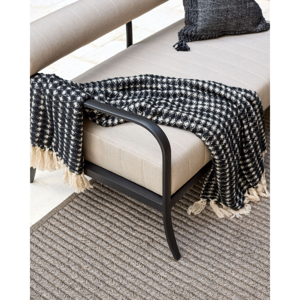 Modern European furniture - Black Aluminum Outdoor Loveseat - www.oroa.com