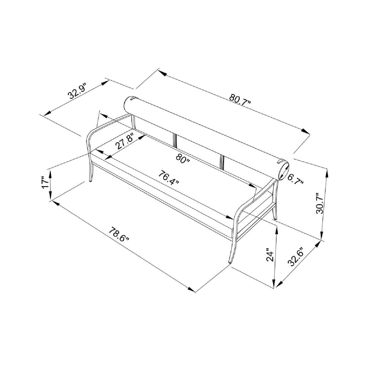 Modern European furniture - Black Aluminum Outdoor Sofa - www.oroa.com