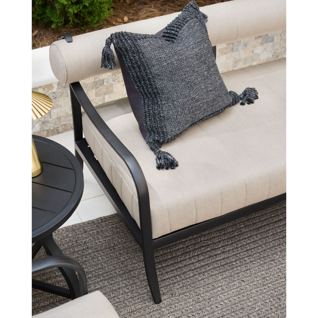 Modern European furniture - Black Aluminum Outdoor Sofa - www.oroa.com