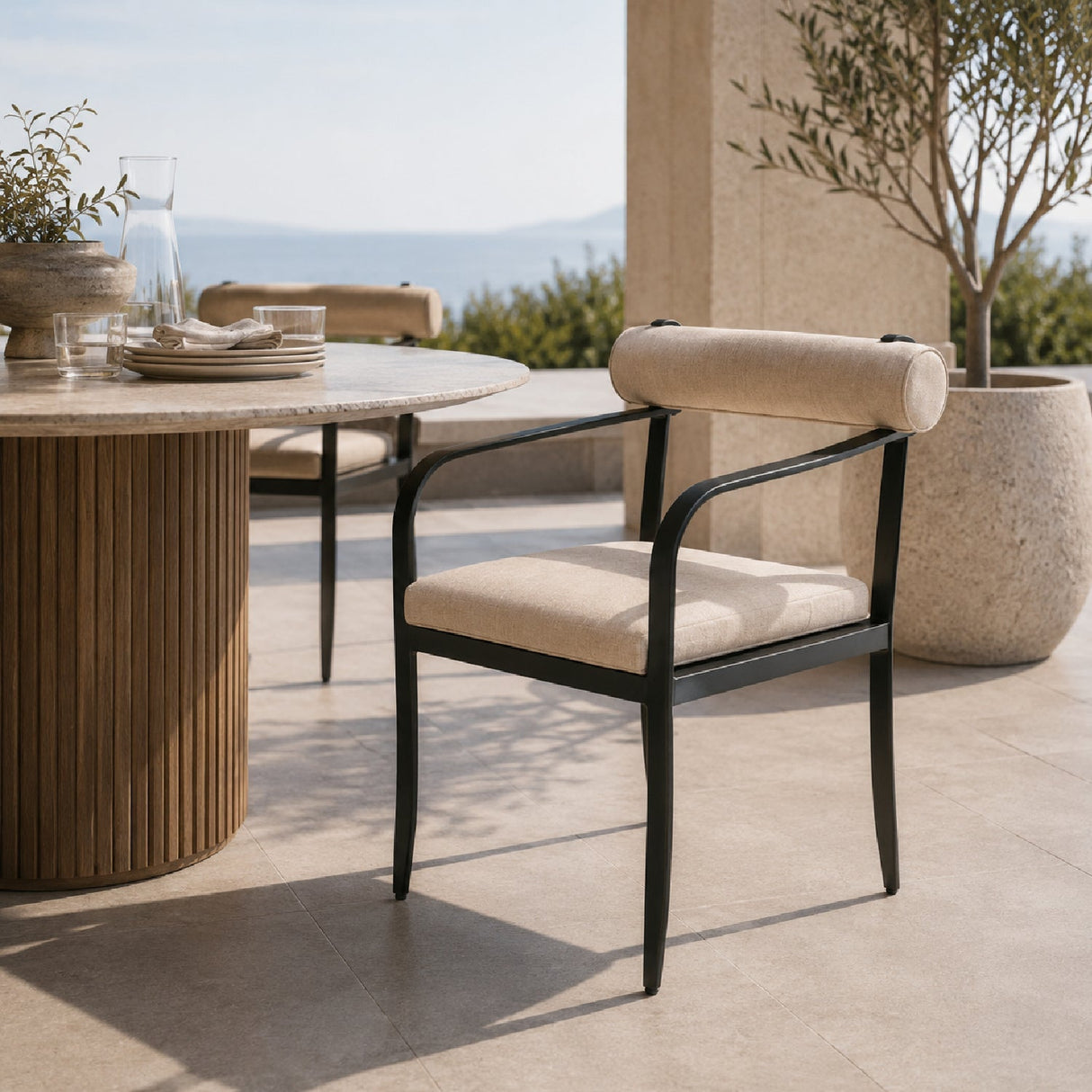 Modern European furniture - Black Aluminum Outdoor Dining Chair - www.oroa.com