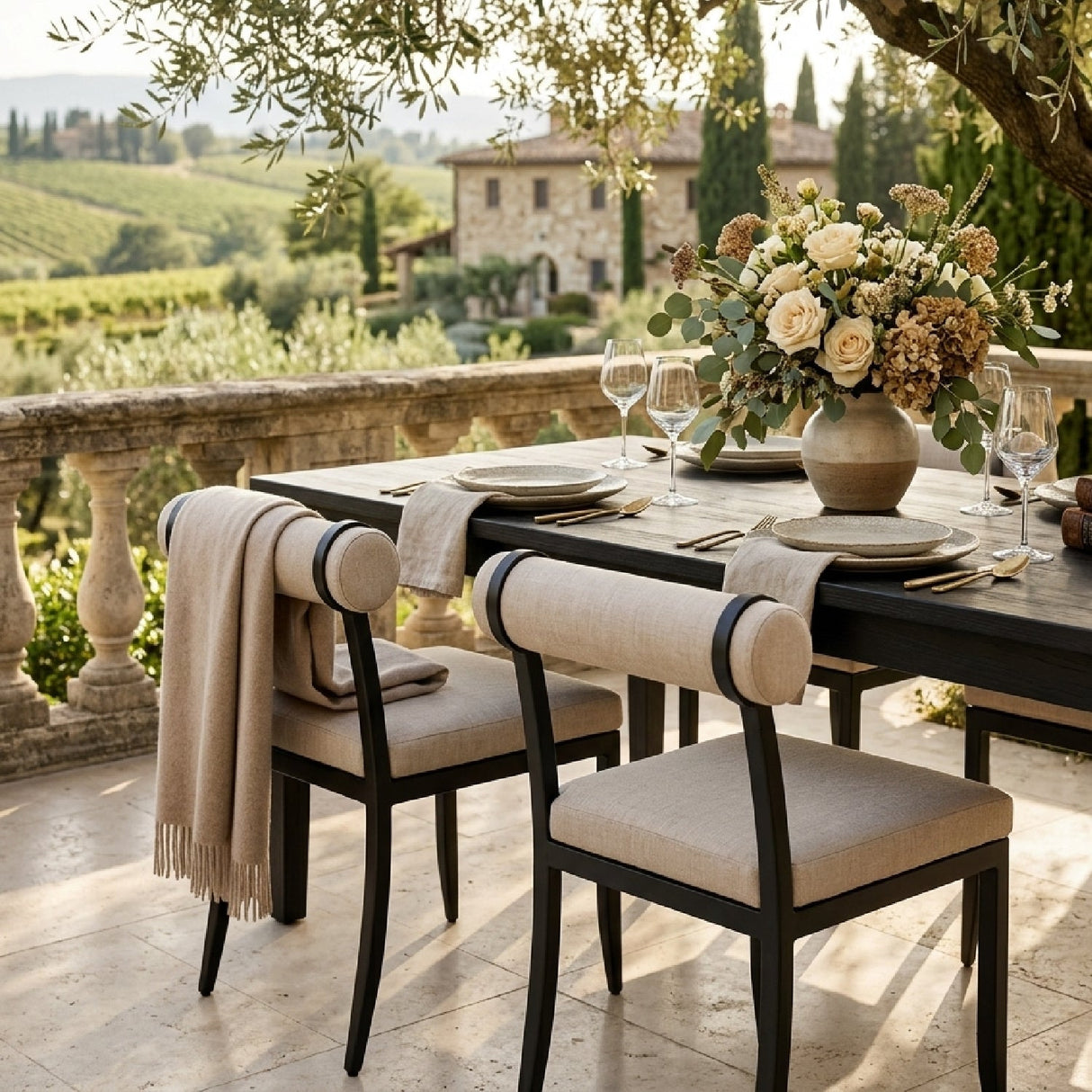 Modern European furniture - Black Aluminum Outdoor Dining Chairs (2) - www.oroa.com
