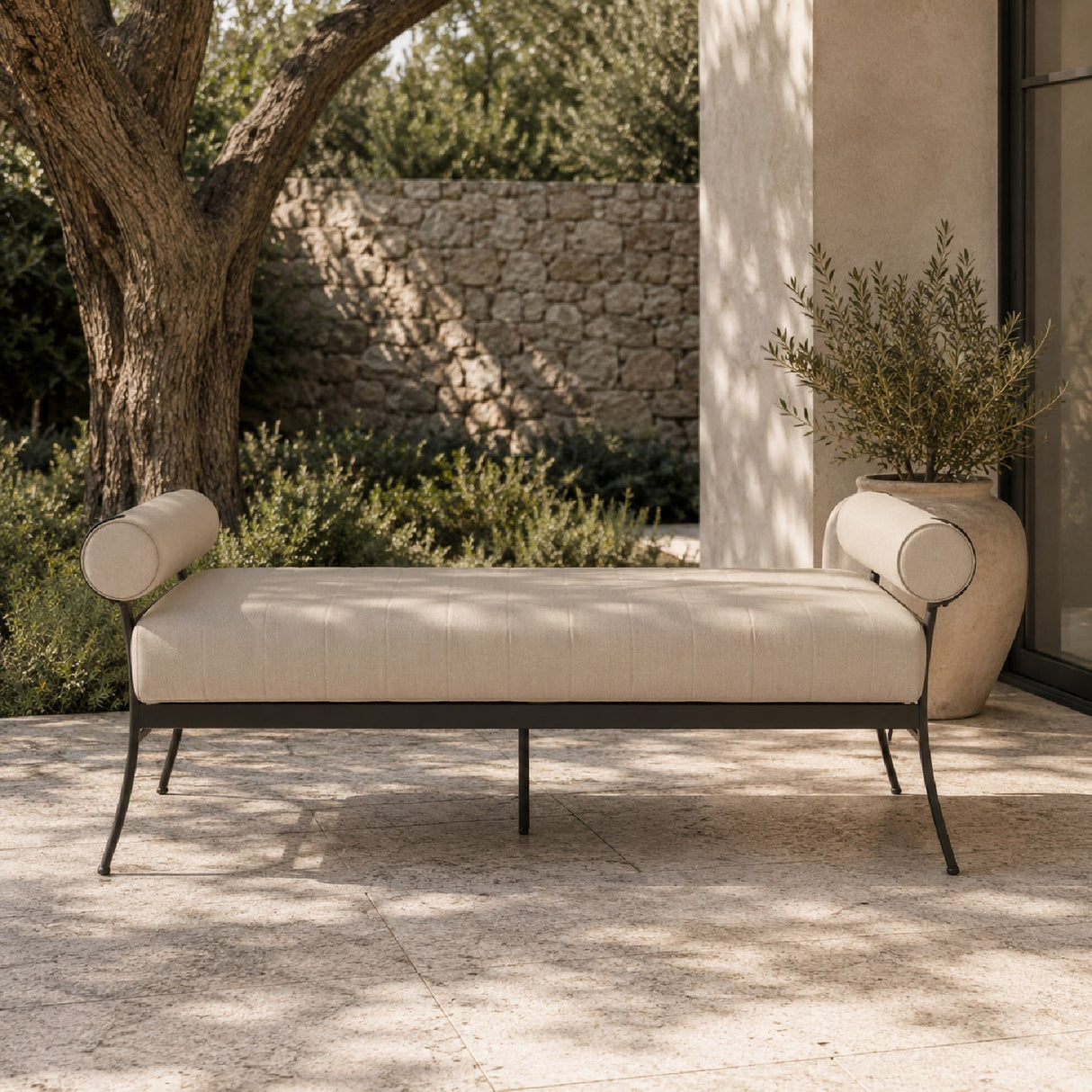 Modern European furniture - Black Aluminum Outdoor Bench - www.oroa.com