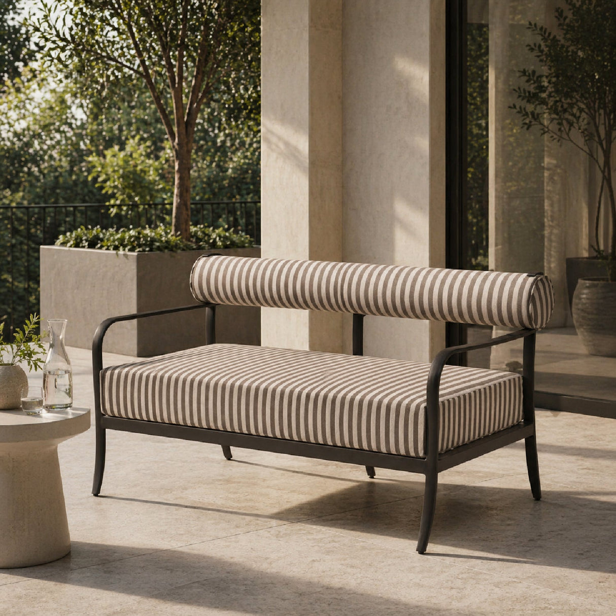 Modern European furniture - Black Aluminum Outdoor Loveseat - www.oroa.com