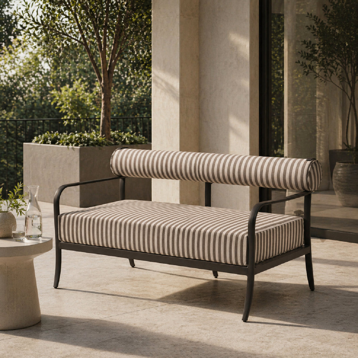 Modern European furniture - Black Aluminum Outdoor Loveseat - www.oroa.com