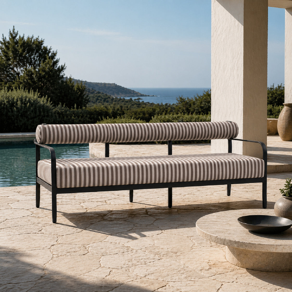 Modern European furniture - Black Aluminum Outdoor Sofa - www.oroa.com