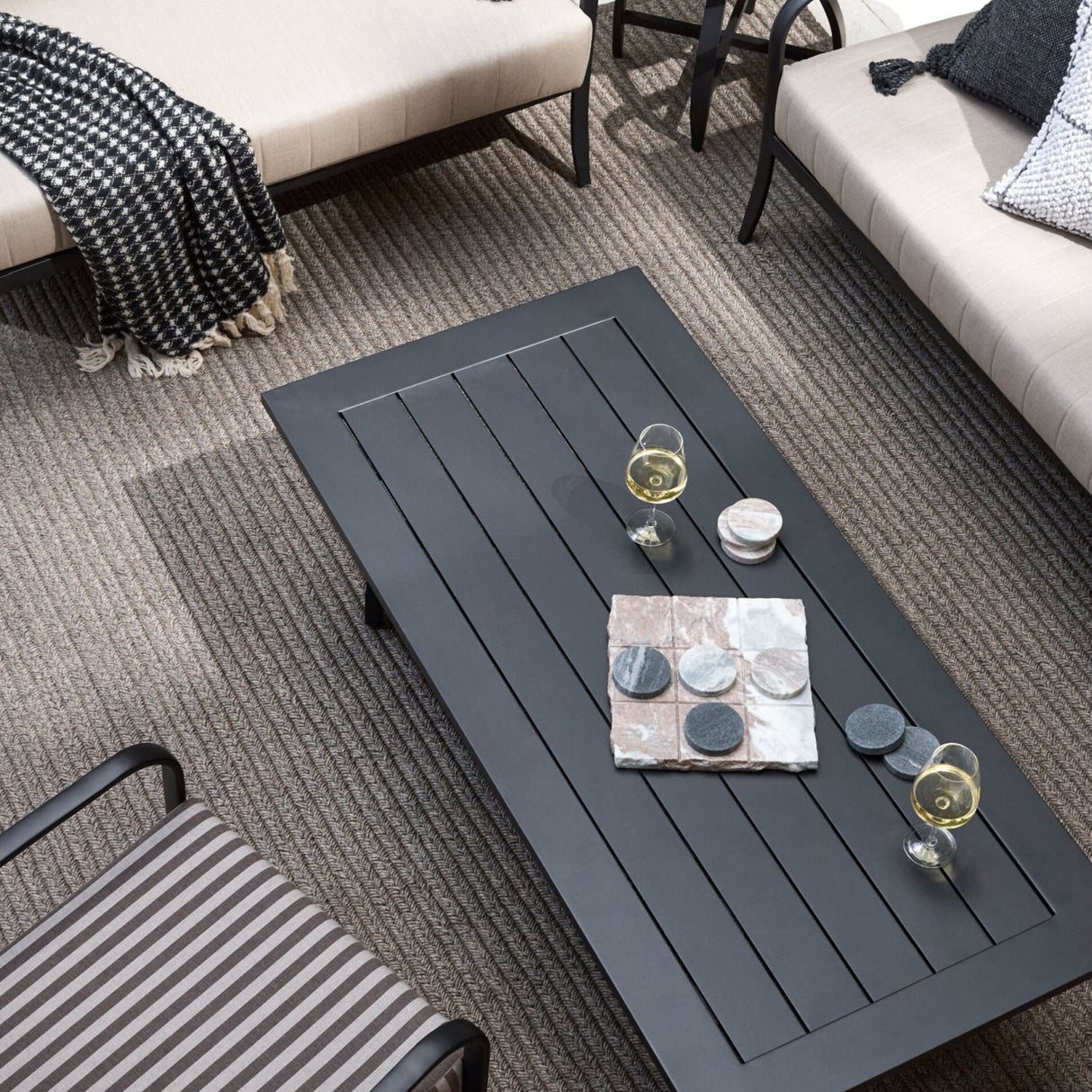 Modern European furniture - Black Aluminum Outdoor Coffee Table - www.oroa.com
