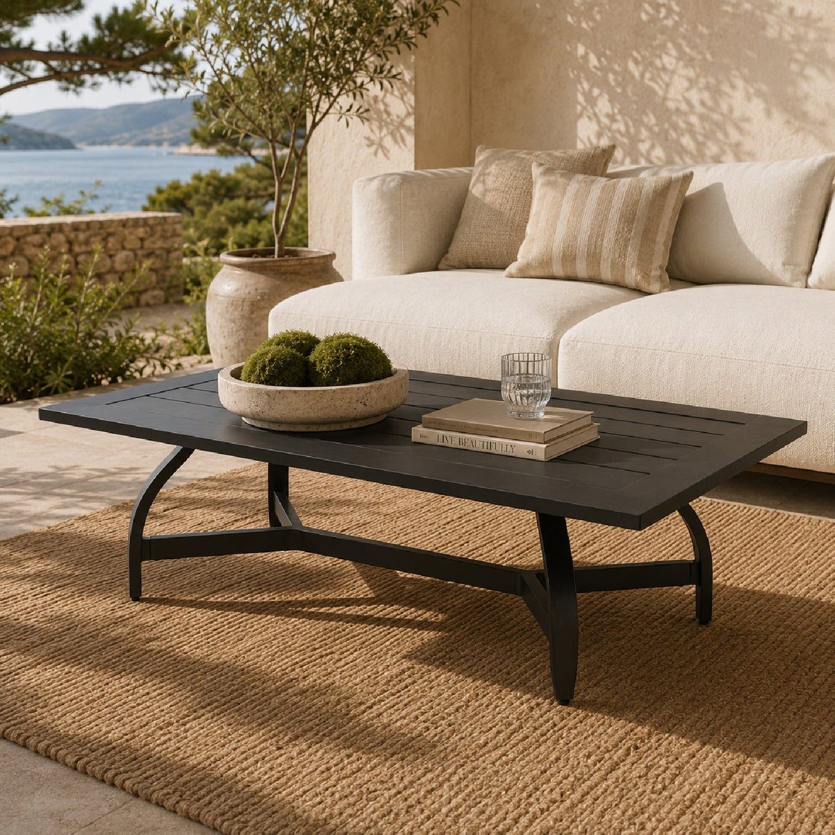 Modern European furniture - Black Aluminum Outdoor Coffee Table - www.oroa.com