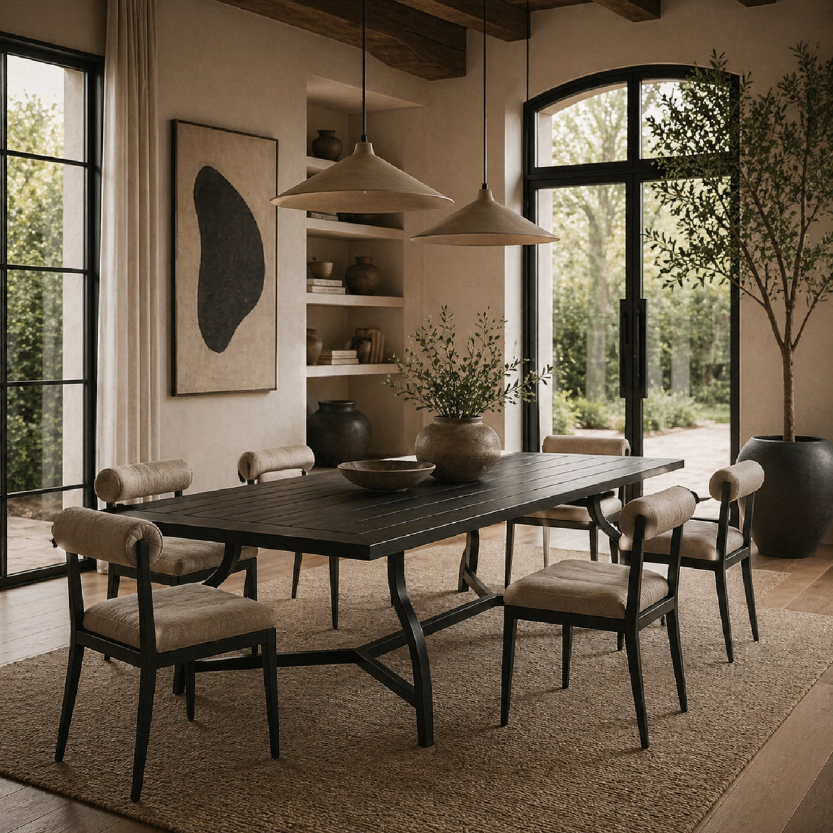 Modern European furniture - Black Aluminum Outdoor Dining Table - www.oroa.com