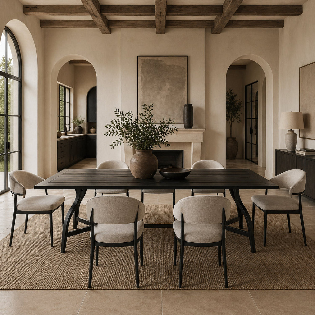 Modern European furniture - Black Aluminum Outdoor Dining Table - www.oroa.com