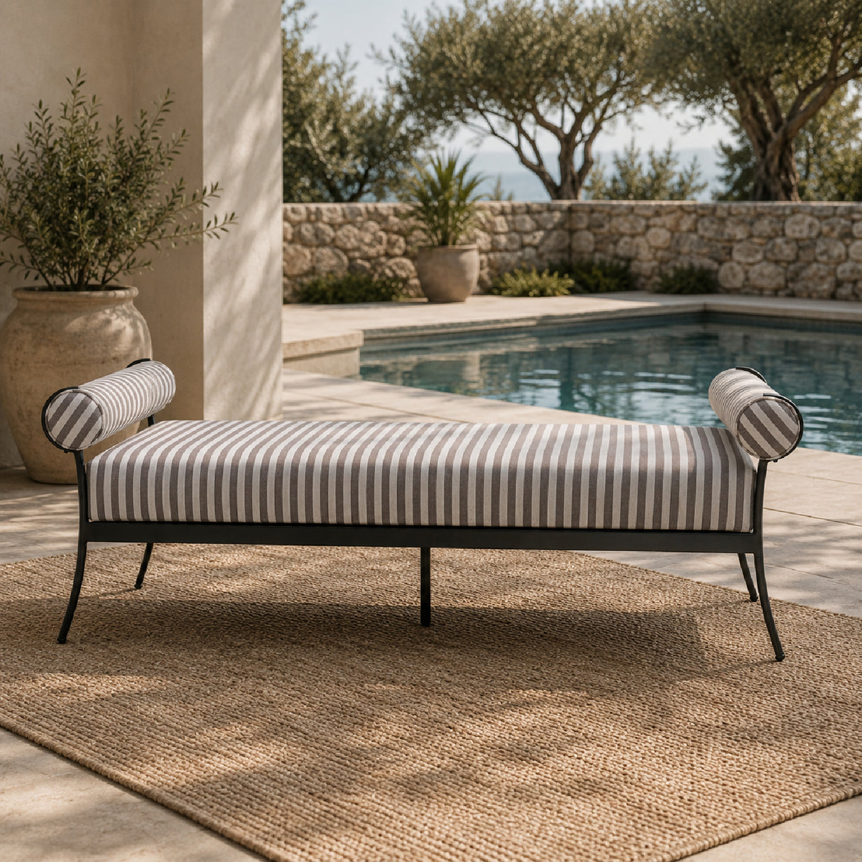 Modern European furniture - Black Aluminum Outdoor Bench - www.oroa.com | Oroa.com