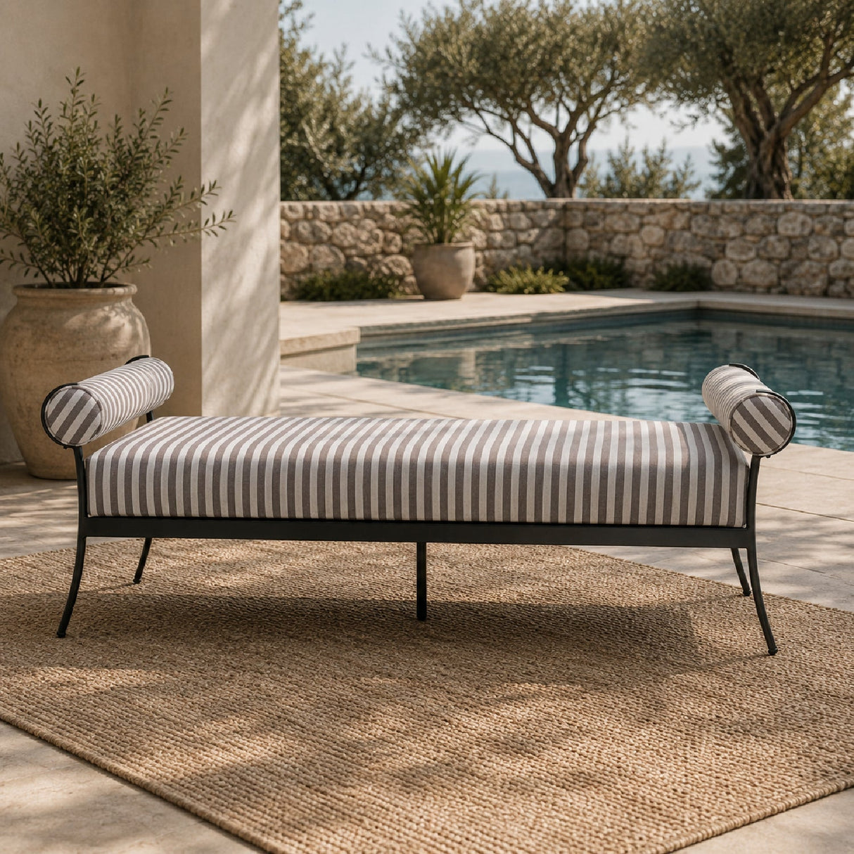 Modern European furniture - Black Aluminum Outdoor Bench - www.oroa.com