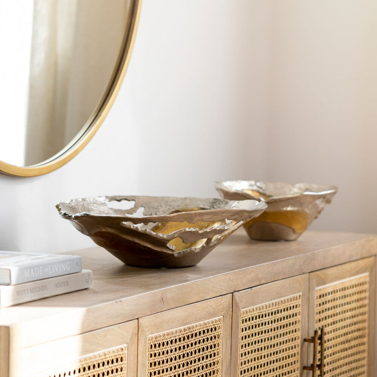 Modern European furniture - Antiqued Aluminum Decorative Bowls (2) - www.oroa.com