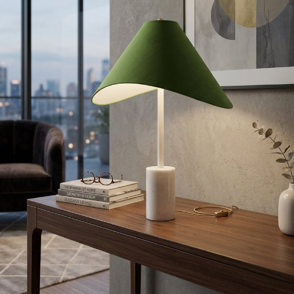 Modern European furniture - Marble Base Cotton Table Lamp - www.oroa.com