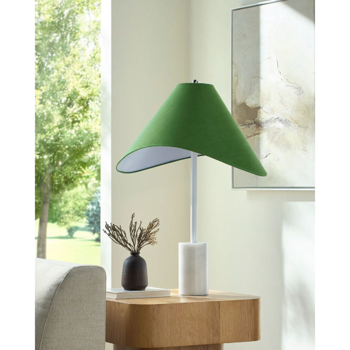 Modern European furniture - Marble Base Cotton Table Lamp - www.oroa.com