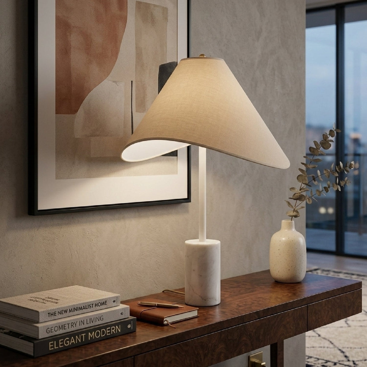 Modern European furniture - Marble Base Cotton Table Lamp - www.oroa.com